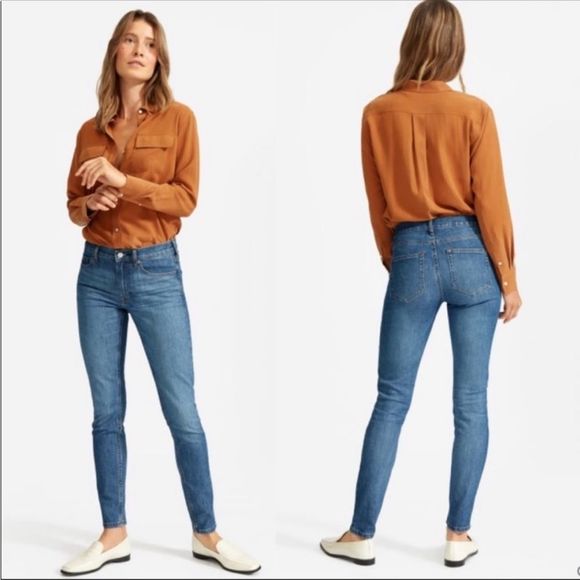 Everlane Denim - Everlane Mid Wash Mid Rise Blue Denim Ankle Skinny Jeans Size 27